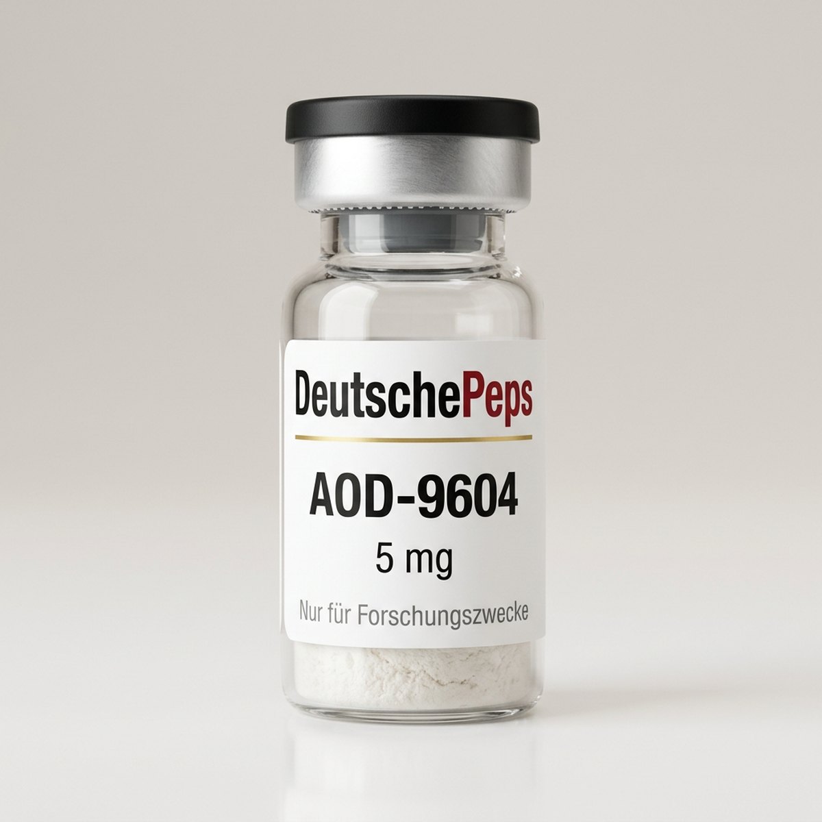 AOD-9604 5 mg — Vial mit lyophilisiertem Forschungspeptid (Symbolbild)