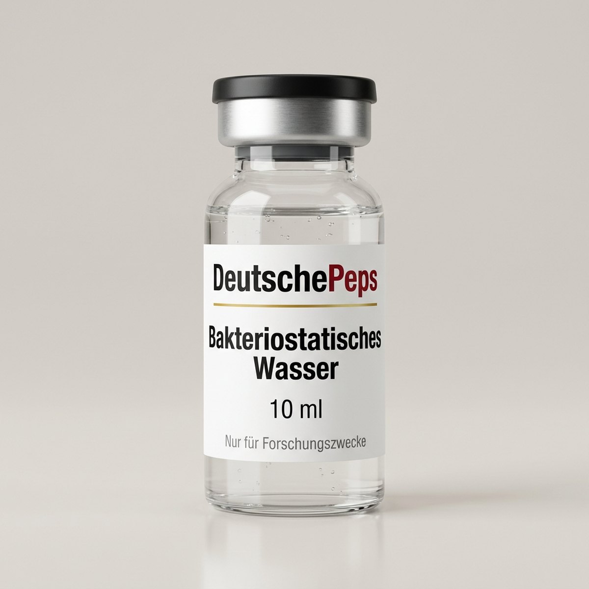 Bakteriostatisches Wasser 10 ml — Vial mit lyophilisiertem Forschungspeptid (Symbolbild)