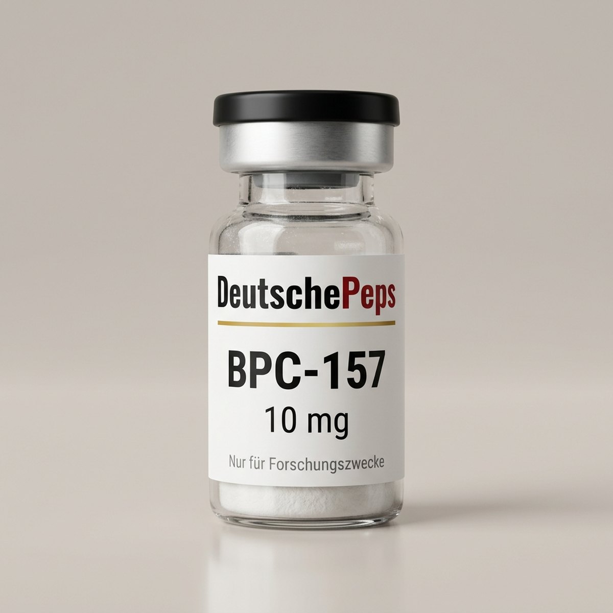 BPC-157 10 mg — Vial mit lyophilisiertem Forschungspeptid (Symbolbild)