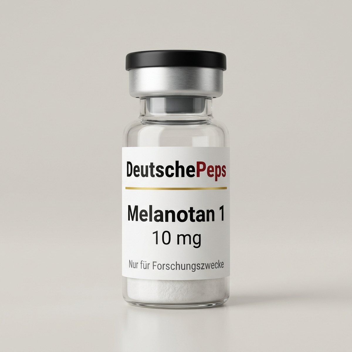 Melanotan 1 10 mg — Vial mit lyophilisiertem Forschungspeptid (Symbolbild)