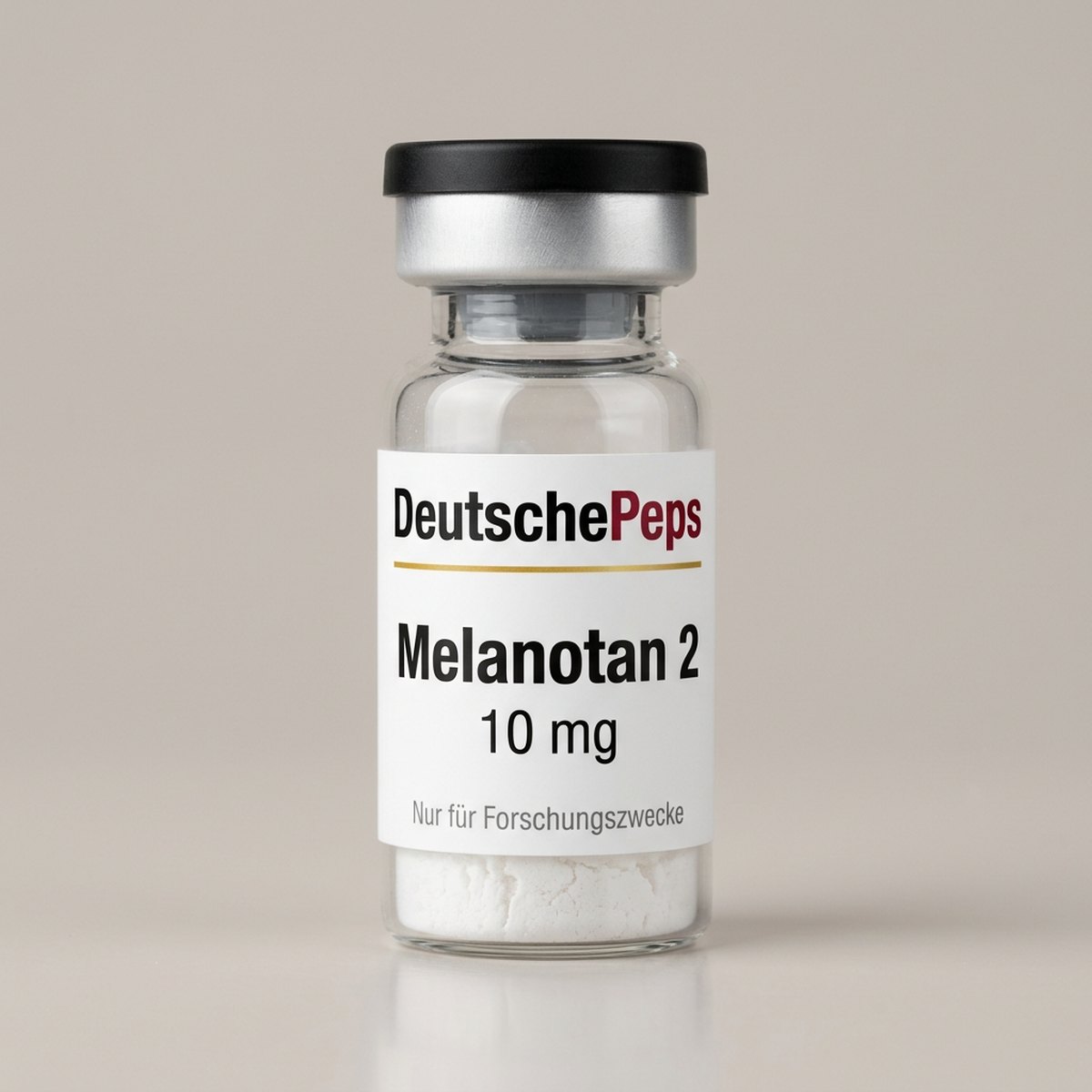 Melanotan 2 10 mg — Vial mit lyophilisiertem Forschungspeptid (Symbolbild)