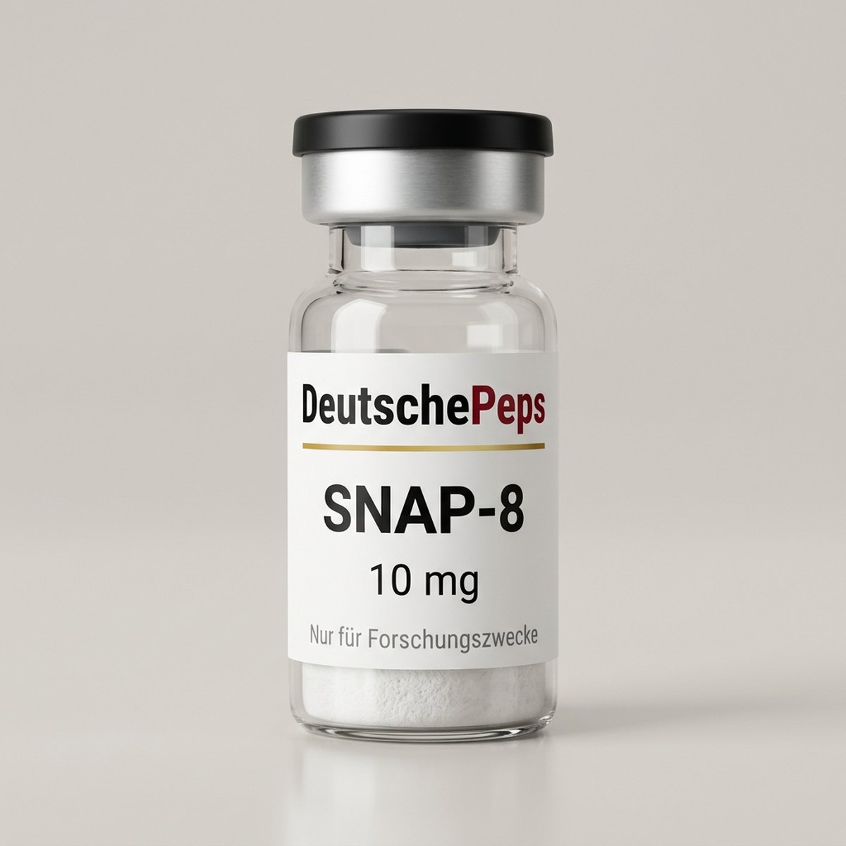 SNAP-8 10 mg — Vial mit lyophilisiertem Forschungspeptid (Symbolbild)