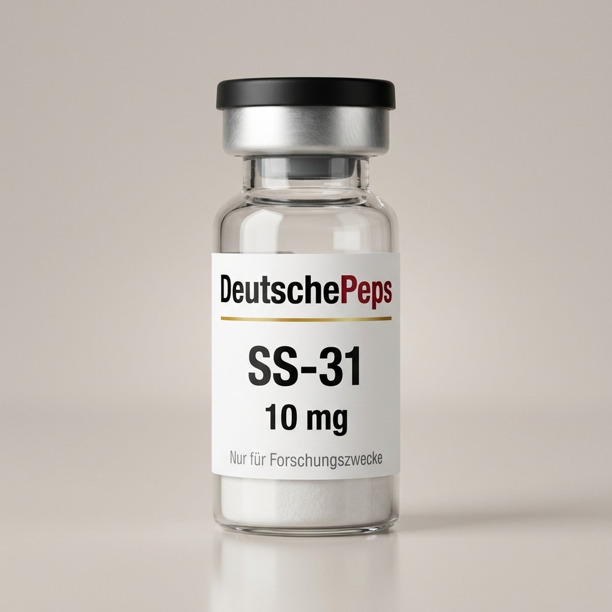 SS-31 10 mg — Vial mit lyophilisiertem Forschungspeptid (Symbolbild)